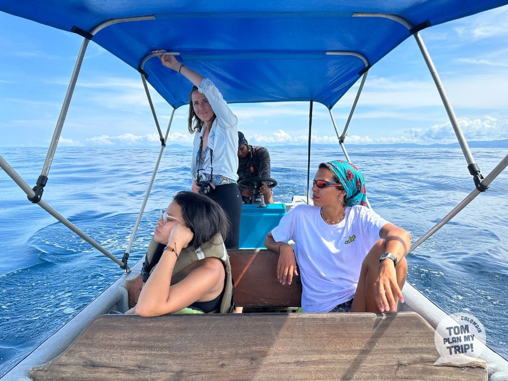 Boat in whales tour in Bahia Solano Pacific Coast Colombia