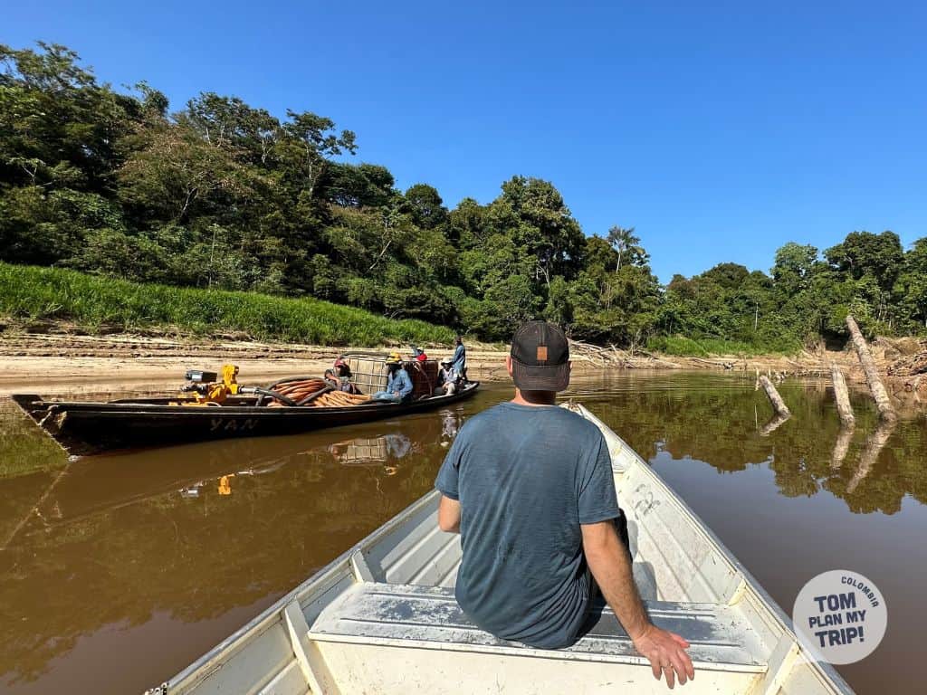 Tom on a boat trip San Martin to Puerto Nariño - Amazon - Colombia