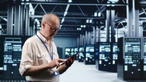 Employee does server hub management