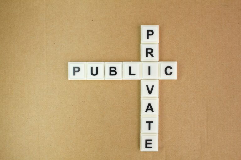 letters of the alphabet with the words private and public.