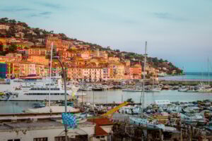 Panoramic view of Porto Santo Stefano at sunrise